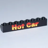 Brick 1 x 8 with 'Hot Car' Print