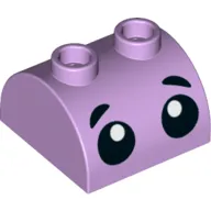 Brick Curved 2 x 2, Two Top Studs with 2 Black Eyes and Eyebrows print