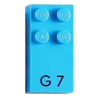 Braille Brick 2 x 4 with 4 Studs ⠛ and 'G 7' Print