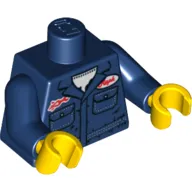Torso Mechanic Shirt with Two Pockets and Dirt Stains Print, Dark Blue Arms, Yellow Hands