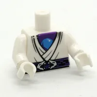 Torso Robe, Dark Purple Undershirt and Sash Belt with Snake Head Buckle Print, White Arms and Hands