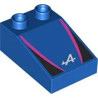 Duplo Brick 3 x 2 Slope 33° with Black and Dark Pink Panels, White 'A' print