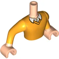 Minidoll Torso Man with Orange Sweater, White Collar Print, Light Nougat Arms with Orange Sleeves Print, Light Nougat Hands