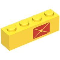 Brick 1 x 4 with Red Envelope Print, Right Side