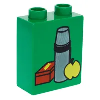 Duplo Brick 1 x 2 x 2 with Lunch Box Print