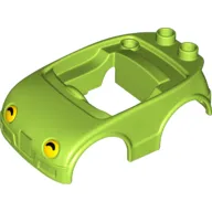 Duplo Car Body with 2 Studs on Back, & Yellow Headlights with Black Shadow Print