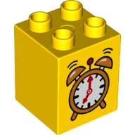 Duplo Brick 2 x 2 x 2 with Alarm Clock Print
