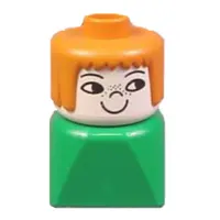 Duplo 2 x 2 x 2 Figure Brick Early, Straight Hair Earth Orange Hair, Nose Freckles Print