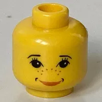 Minifig Head Ginny Weasley, Pink Lips, Cheek Dimples, Nose Freckles, Bright Eyes Print [Blocked Open Stud]