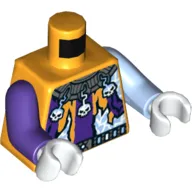 Torso, Odd Arms, Jester Costume, Tattered Purple-Striped Shirt, Collar with Skulls and Lightning Print, Left Bright Light Blue Arm, Right Dark Purple Arm, White Hands