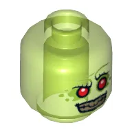 Minifig Head Retox, Red Eyes, Silver Teeth Print [Hollow Stud]