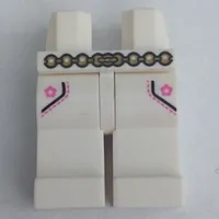 Hips and White Legs with Pockets, Belt and Dark Pink Flowers Print