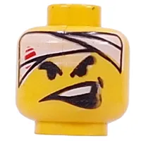 Minifig Head, White Bandage with Blood, Side Open Mouth Print [Blocked Open Stud]