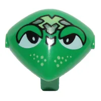 Minifig Head Special with Clip and Lime and Silver Head Device and Lime Freckles Print (Martian)