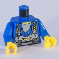 Torso Jumpsuit with Gray Straps and Pack Print (Jet), Blue Arms, Yellow Hands