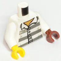 Torso, Odd Hands, Prison Shirt, '86753' Print, White Arms, Left Reddish Brown Hand, Right Yellow Hand