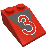 Slope 33° 3 x 2 with Red '3', Black Triangle Print
