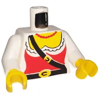 Torso Red Corset with Belt and Shoulder Strap Print, White Arms, Yellow Hands