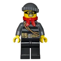 Robber, Striped Sweater with Rope and Belt, Black Eyemask, Red Scarf