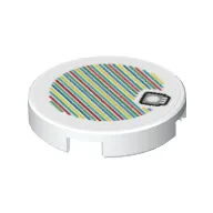 Tile Round 2 x 2 with Bottom Stud Holder and Mushroom and Barcode Print (Sticker)