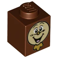 Brick 1 x 1 with Clock Face with Eyes and Mouth Print (Cogsworth)