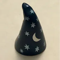 Hat Cone Drooping with Wizard Silver Moon and Stars Print