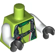 Torso Racing Jacket with Belts and Radar Print, White Arms, Black Hands