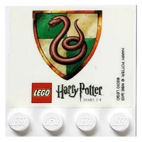 Plates Special 4 x 4 with Studs on One Edge and 'LEGO Harry Potter Years 1 - 4' with Slytherin Crest Print (Sticker)