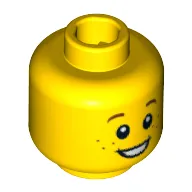 Minifig Head Lil' Nelson / Boy / Girl / Elf, Brown Eyebrows and Freckles, Open Smile Print