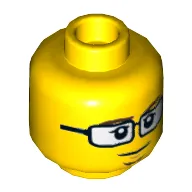 Minifig Head Astor City Scientist, Glasses, Reddish Brown Eyebrows and Goatee, Closed Mouth / Scared Open Mouth Print