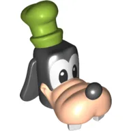 Minifig Head Special with Large Nose and Two White Teeth, and Small Lime Hat Print (Goofy)