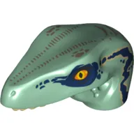 Animal Body Part, Dinosaur, Raptor Head with Orange Eyes and Dark Blue Markings Print