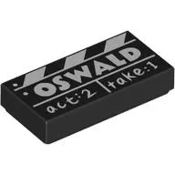 Tile 1 x 2 with White Film Slate, 'OSWALD, act 2, take 1' print