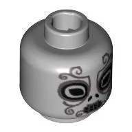 Minifig Head Death Eater, Ornate Silver Mask Print [Blocked Open Stud]