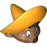 Minifig Head Special, Bright Light Orange Hat, Whiskers print (Speedy Gonzales)