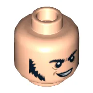 Minifig Head Jesus, Dark Brown Sideburns and Crooked Smile Print [Hollow Stud]