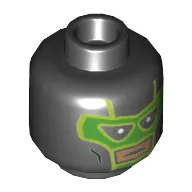 Minifig Head Green Lantern, Green Face Mask, with Nougat Mouth Hole Print