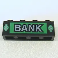 Brick 1 x 4 with 'BANK', Dollar Signs Print [4608]