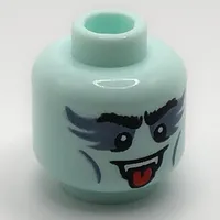 Minifig Head Vampire Guitarist, Open Mouth, Tongue, Fangs, Sand Blue Eye Shadow print