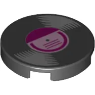 Tile Round 2 x 2 with Vinyl LP with Purple Center print