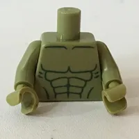 Torso Bare Chest with Dark Green Muscles Outline Print (Hulk), Olive Green Arms and Hands