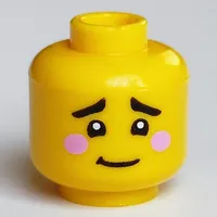 Minifig Head, Eyebrows and Bright Pink Blushes Print