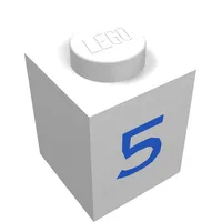 Brick 1 x 1 with Blue '5' Print