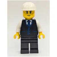Construction Foreman, Black Suit, White Hard Hat