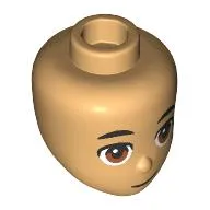 Minidoll Head, Small Black Eyebrows, Brown Eyes, Lopsided Grin