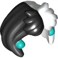 Hair Mid Length, Parted with White Left Side, Dark Turquoise Band print