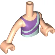 Minidoll Torso Girl with Light Aqua/Lavender Dress/Top Print, Light Nougat Arms and Hands