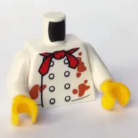 Torso Chef with 8 Front Buttons with Dark Orange Stains and Red Neckerchief / Neckerchief on Back Print, White Arms, Yellow Hands