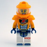 Astronaut, White Spacesuit, Bright Light Orange Armor and Helmet