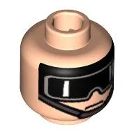 Minifig Head General Maximillian Veers / AT-ST Pilot, Black Goggles, Gray Chin Strap Print [Blocked Open Stud]